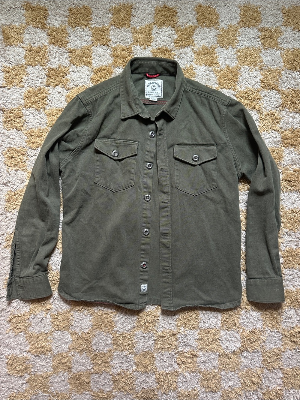 Iron & Resin Military Green Button Down shirt